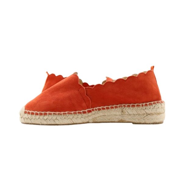 Carmen Saiz Scalloped Orange Red Suede Flat Espadrilles - 6/EU 37. Made in Spain - Picture 5 of 7